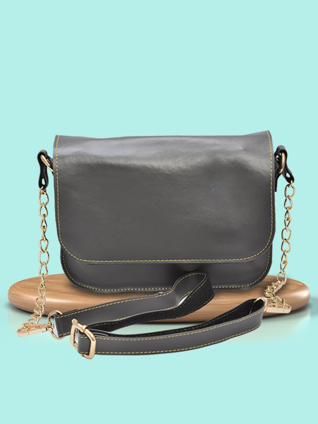 

Vorak Ahimsa Leather Swagger Sling Bag, Grey
