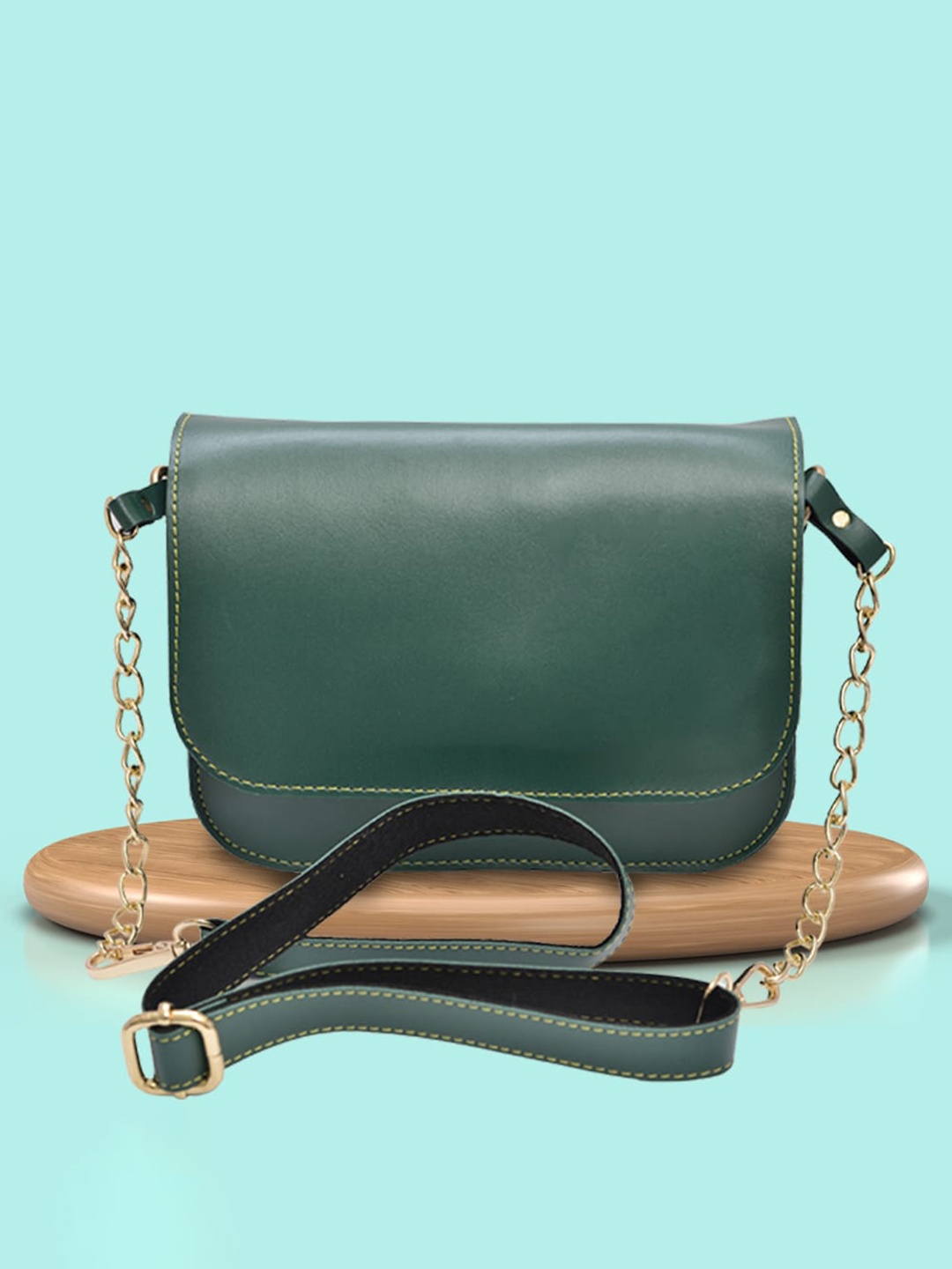 

Vorak Ahimsa Leather Structured Sling Bag, Green
