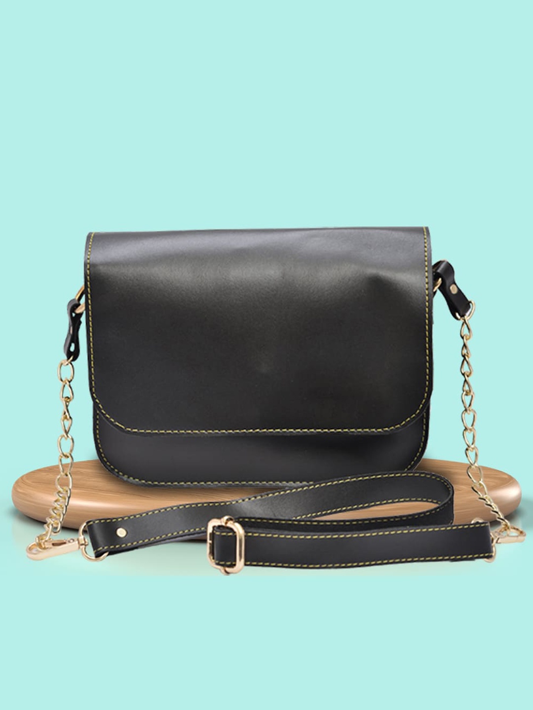 

Vorak Ahimsa Leather Structured Sling Bag, Black