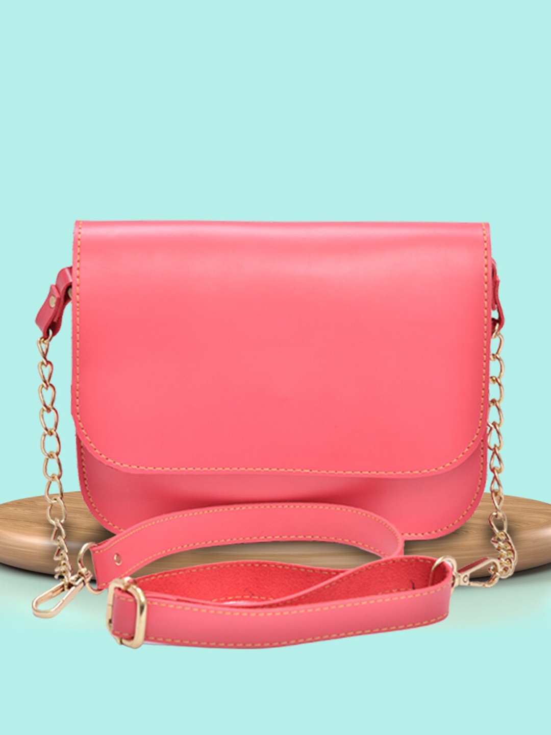 

Vorak Ahimsa Leather Structured Sling Bag, Pink