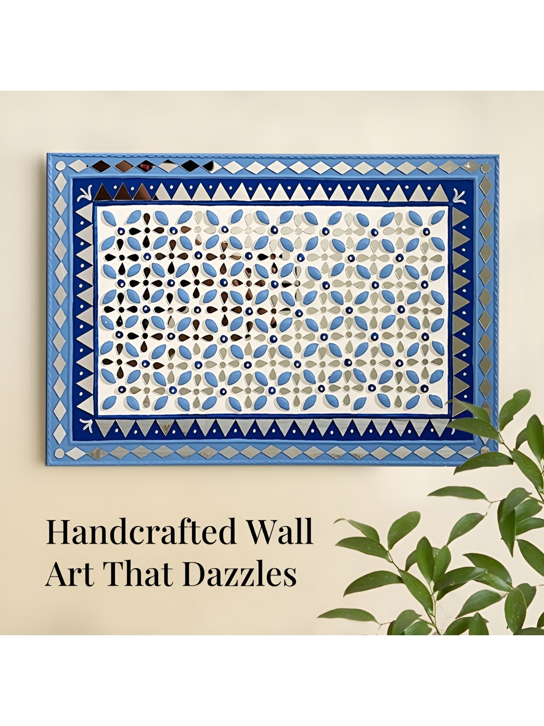 

Peepul Tree Blue & White Mud Art Wall Hanging