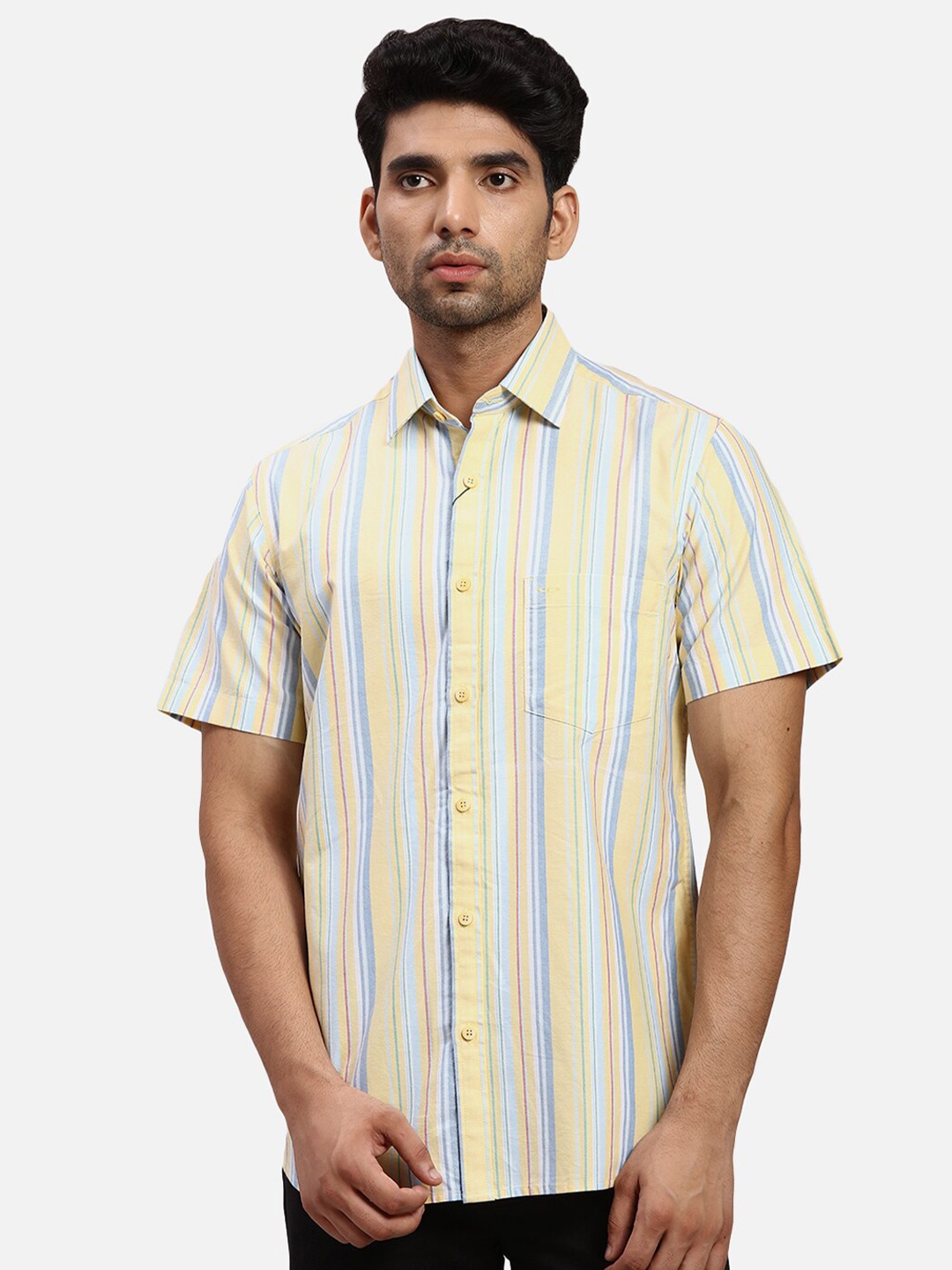 

ColorPlus Regular Fit Striped Cotton Casual Shirt, Yellow