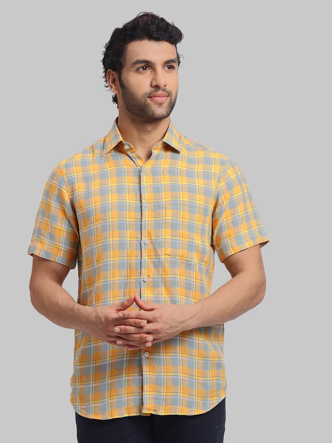 

ColorPlus Checked Linen Casual Shirt, Orange
