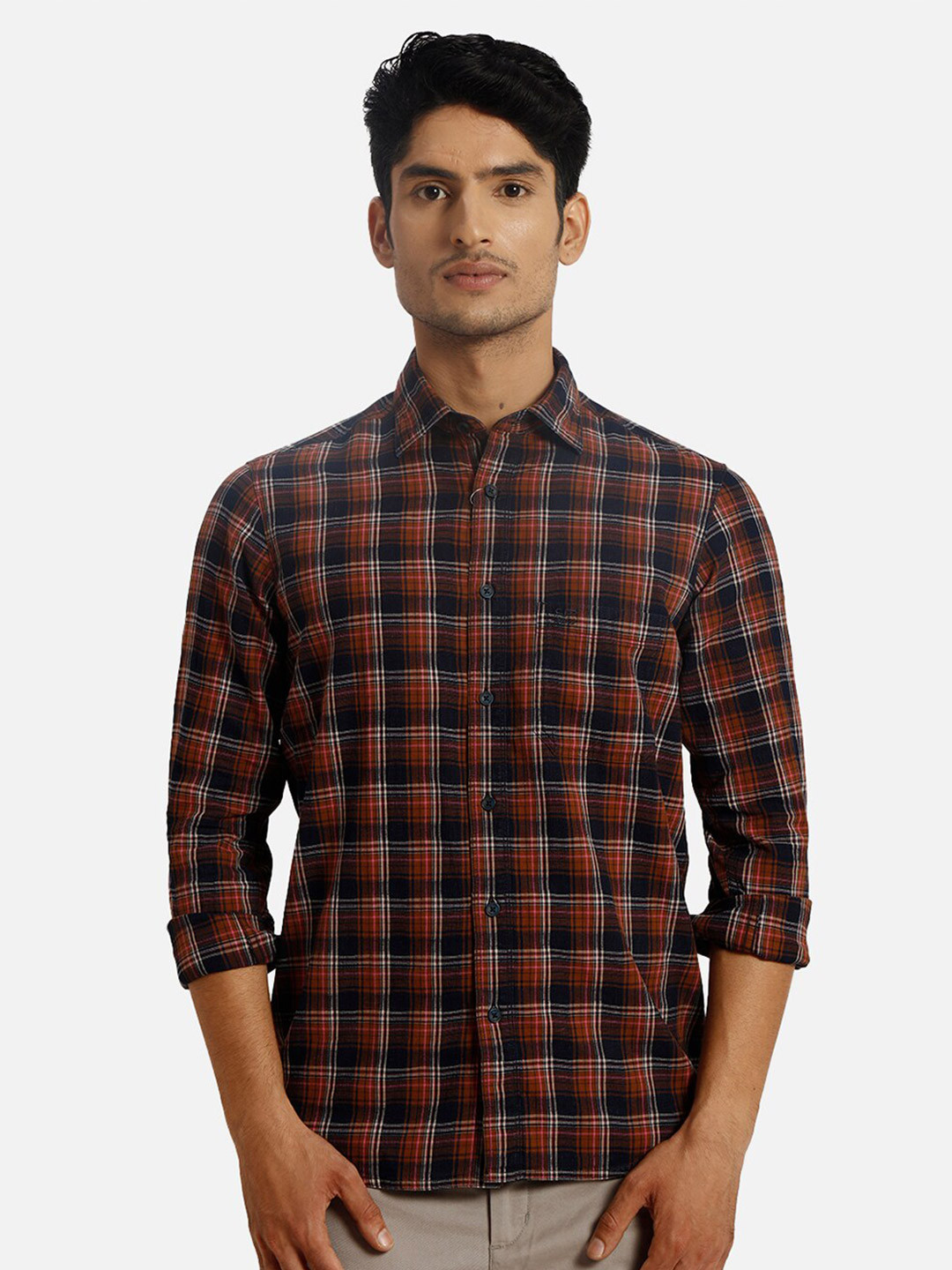 

ColorPlus Regular Fit Checked Cotton Casual Shirt, Brown