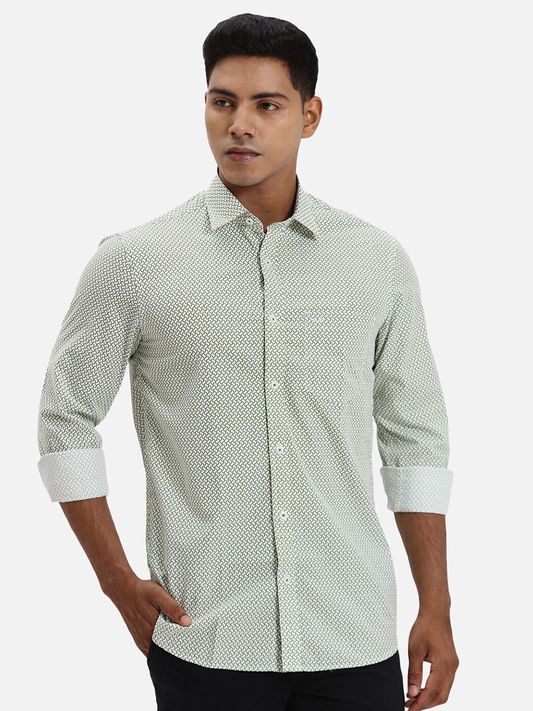 

ColorPlus Cotton Printed Casual Shirt, Green