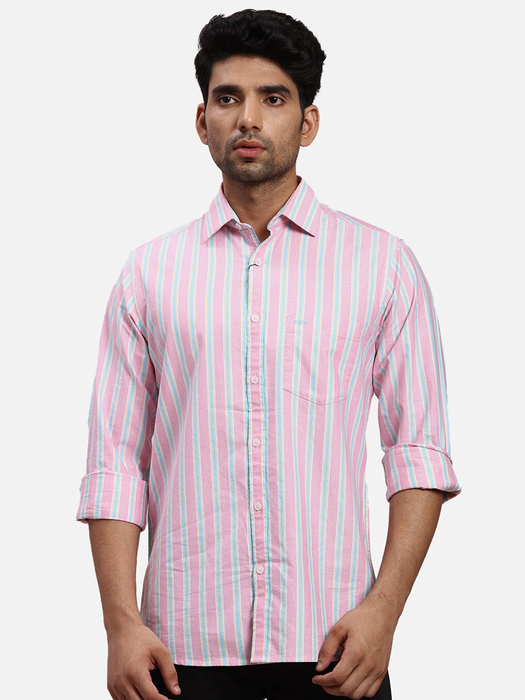 ColorPlus Cotton Striped Casual Shirt, Red