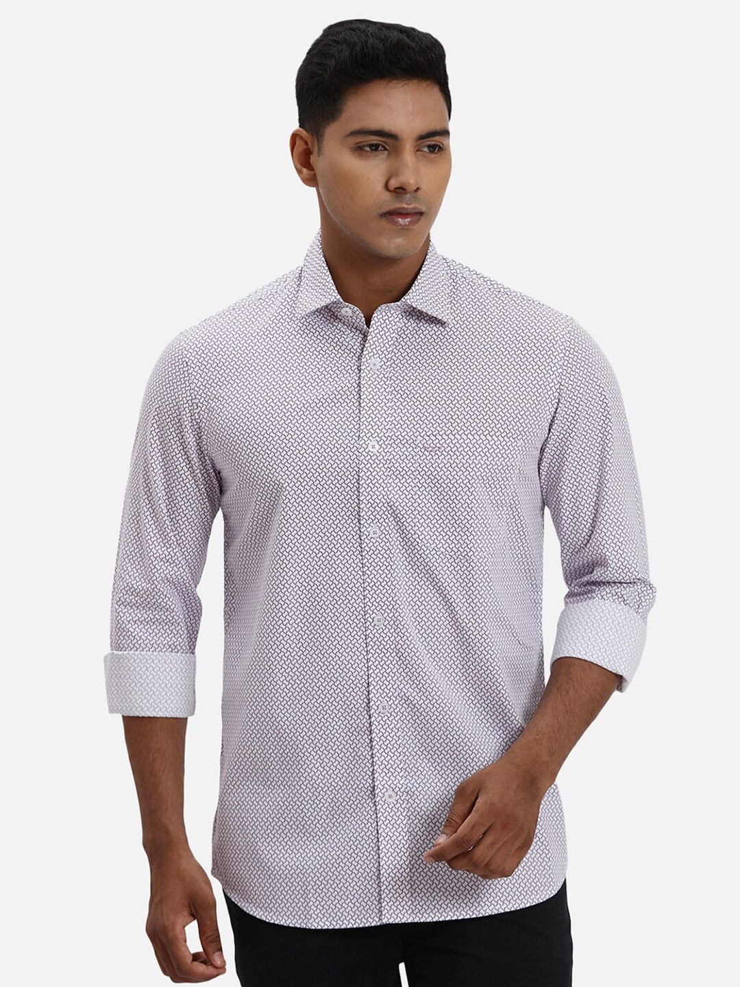 

ColorPlus Micro Ditsy Spread Collar Long Sleeves Regular Fit Opaque Printed Casual Shirt, Violet