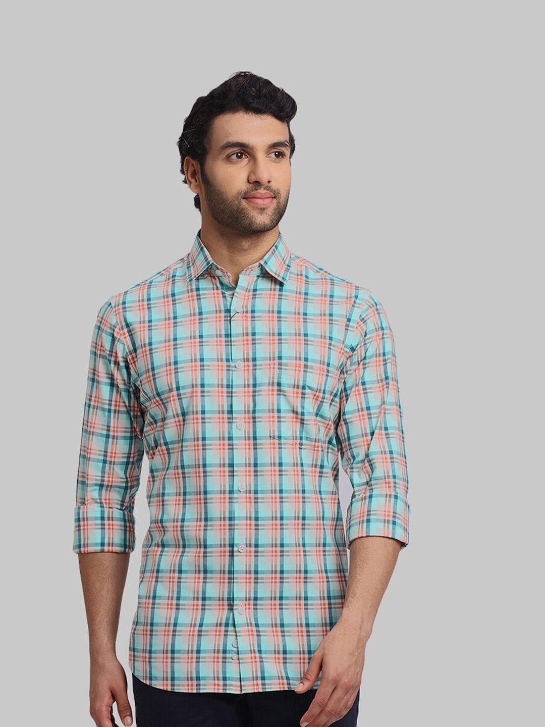 

ColorPlus Tartan Checks Opaque Cotton Casual Shirt, Green