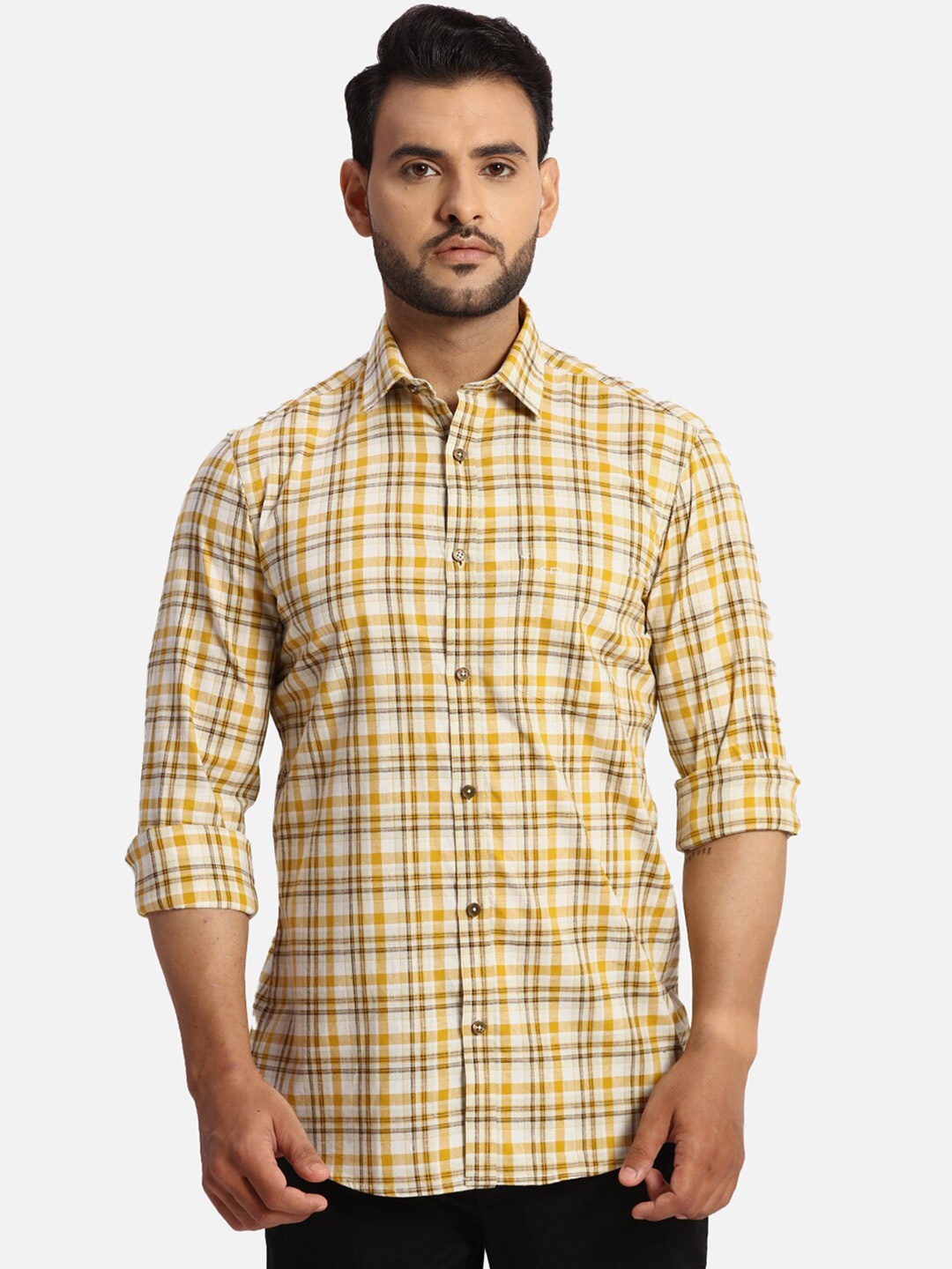 

ColorPlus Regular Fit Tartan Checks Casual Shirt, Yellow