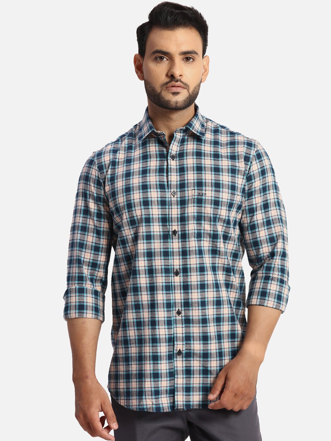 

ColorPlus Tartan Checks Checked Casual Shirt, Blue