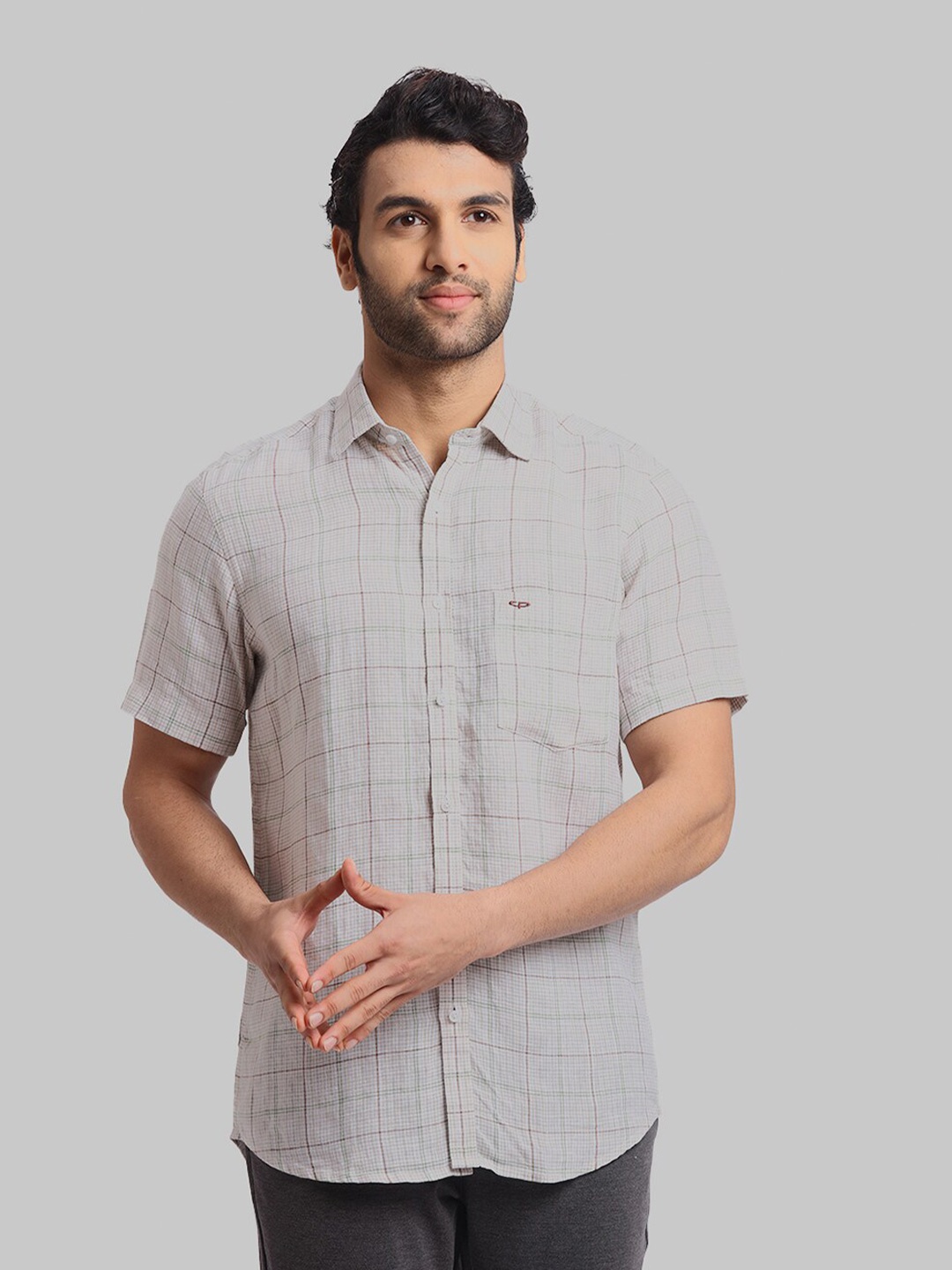 

ColorPlus Checked Linen Casual Shirt, Beige