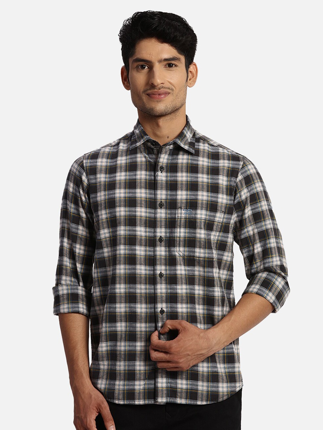 

ColorPlus Spread Collar Checked Casual Shirt, Grey