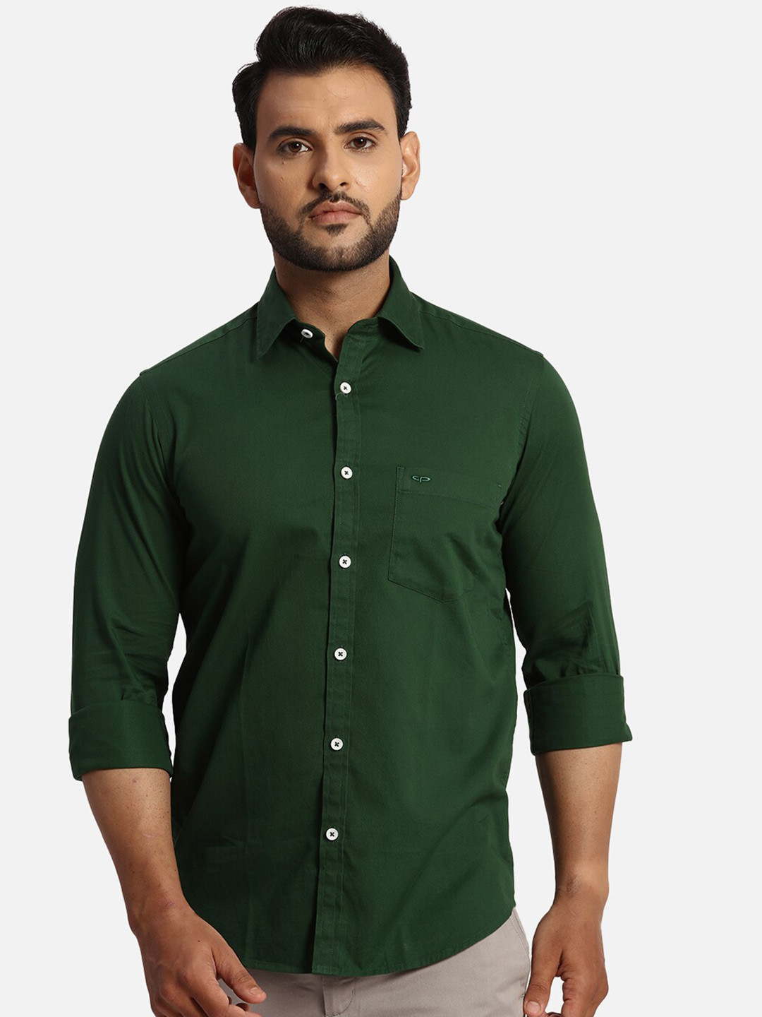 

ColorPlus Spread Collar Cotton Casual Shirt, Green