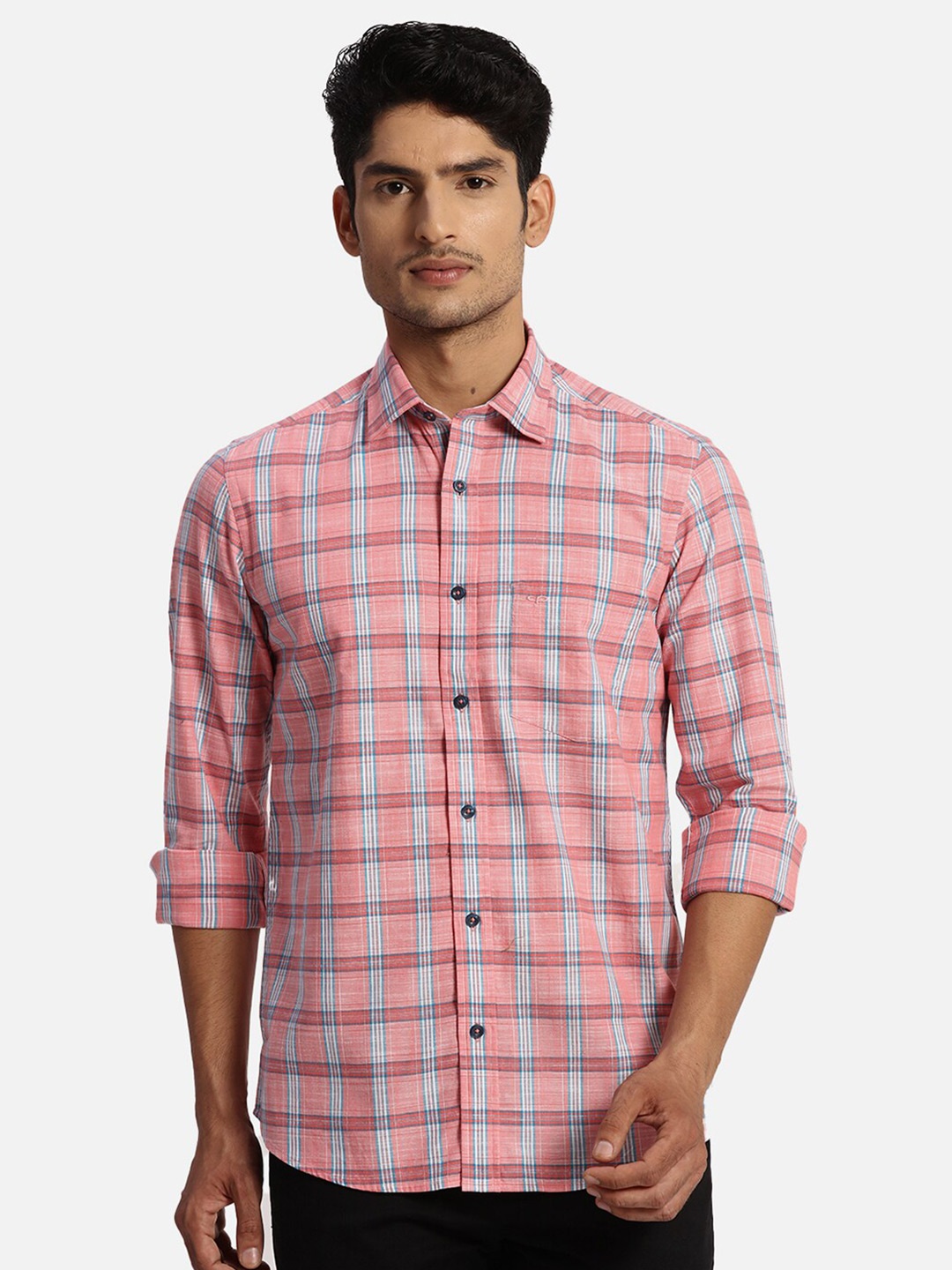 

ColorPlus Cotton Regular Fit Checked Casual Shirt, Red