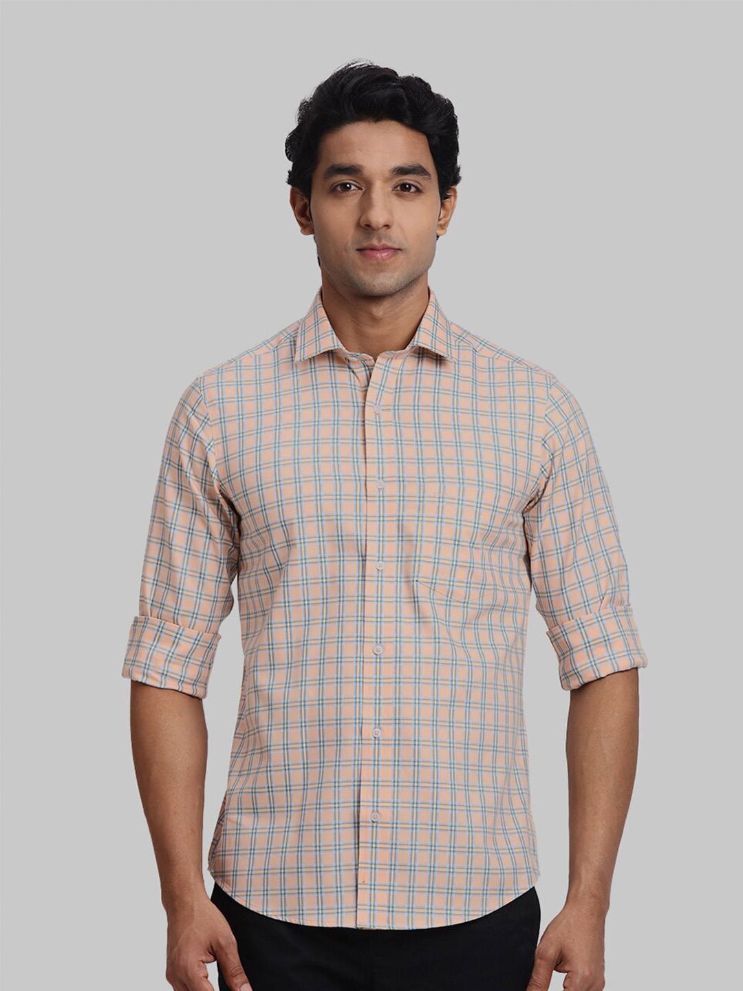 

ColorPlus Regular Fit Checked Cotton Casual Shirt, Orange