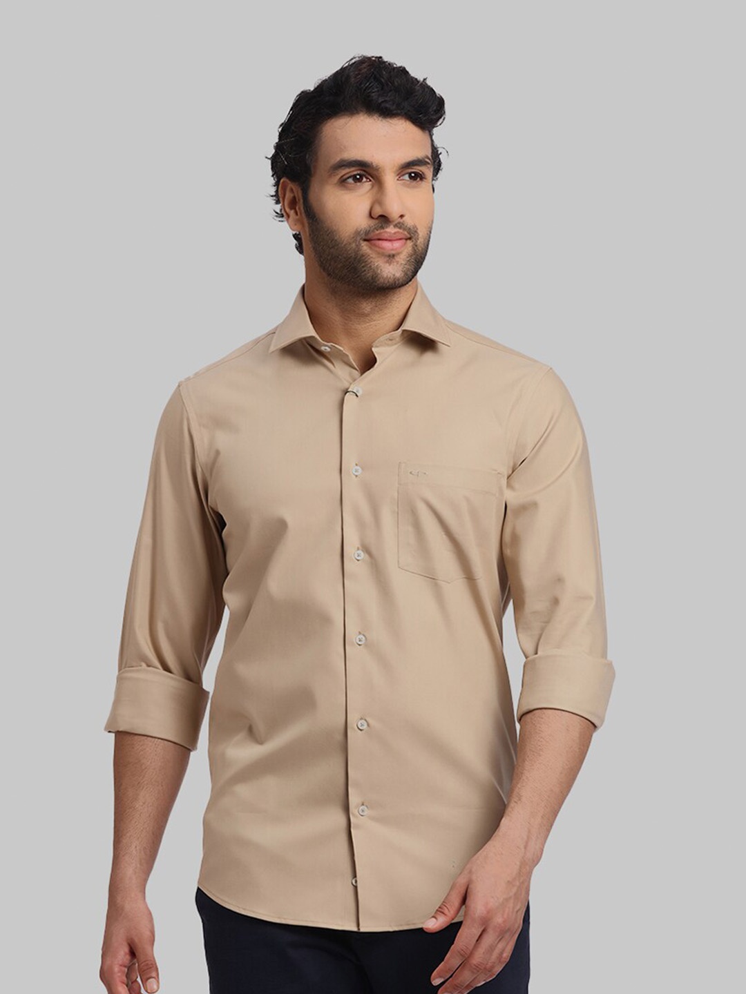 

ColorPlus Spread Collar Cotton Casual Shirt, Beige