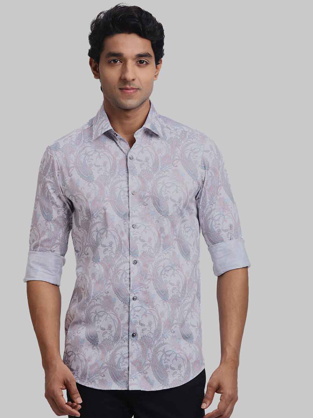 

ColorPlus Regular Fit Floral Printed Cotton Casual Shirt, Blue
