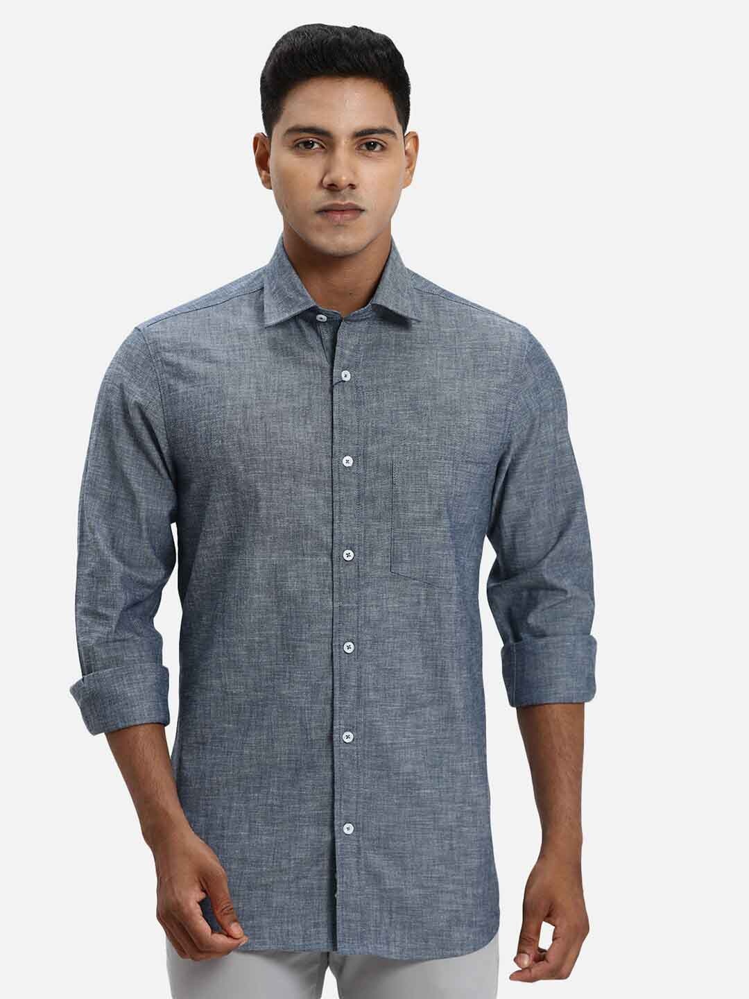 

ColorPlus Spread Collar Long Sleeves Regular Fit Opaque Casual Shirt, Blue