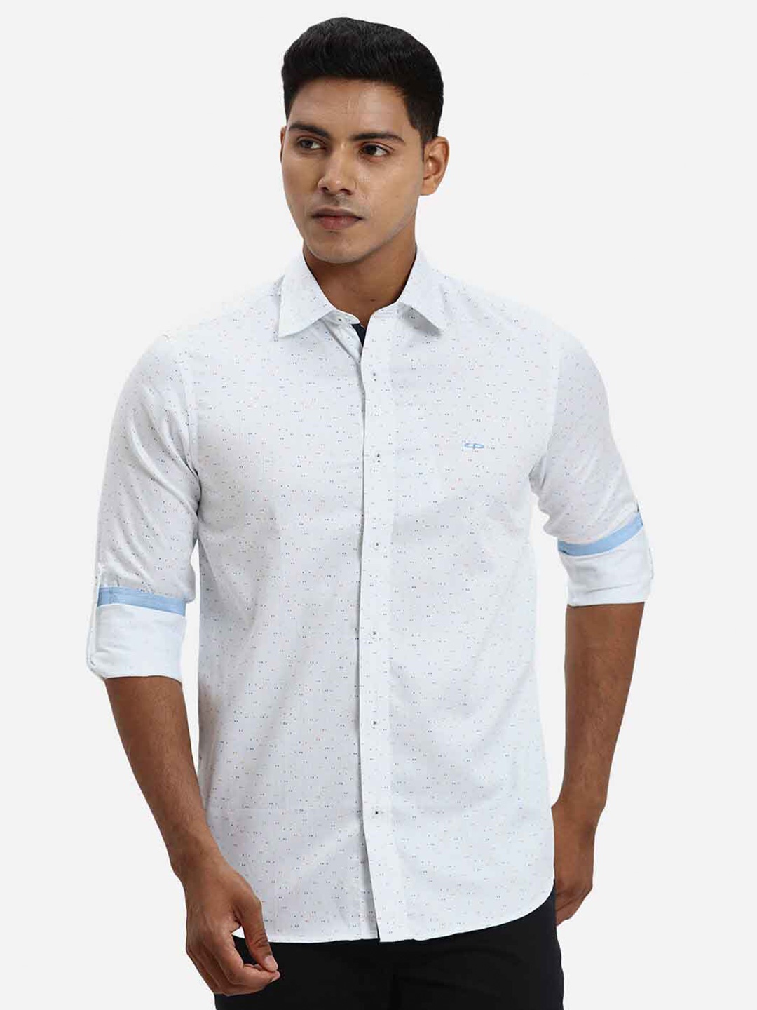 

ColorPlus Micro Ditsy Printed Cotton Casual Shirt, Blue