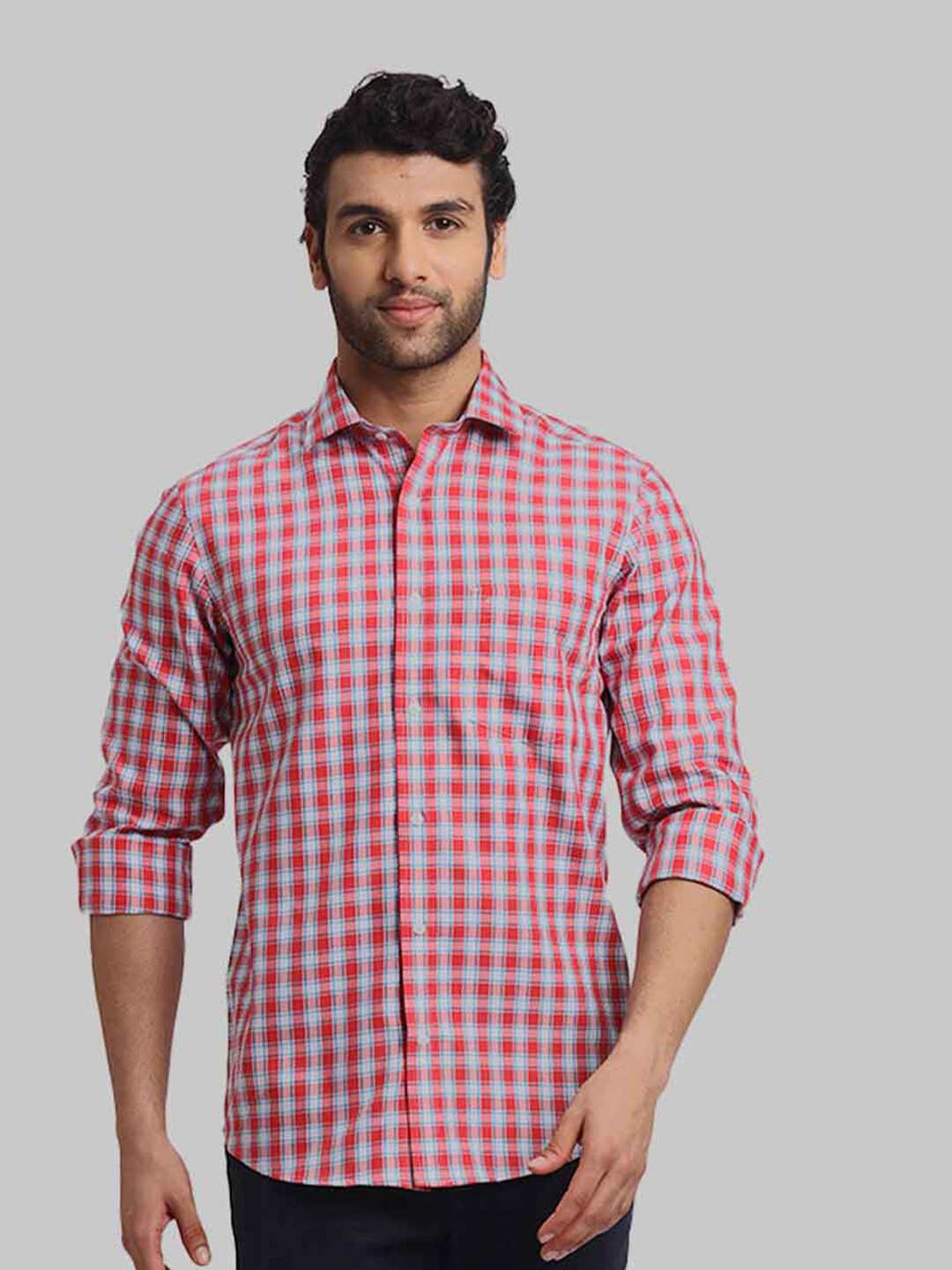

ColorPlus Regular Fit Checked Cotton Casual Shirt, Red