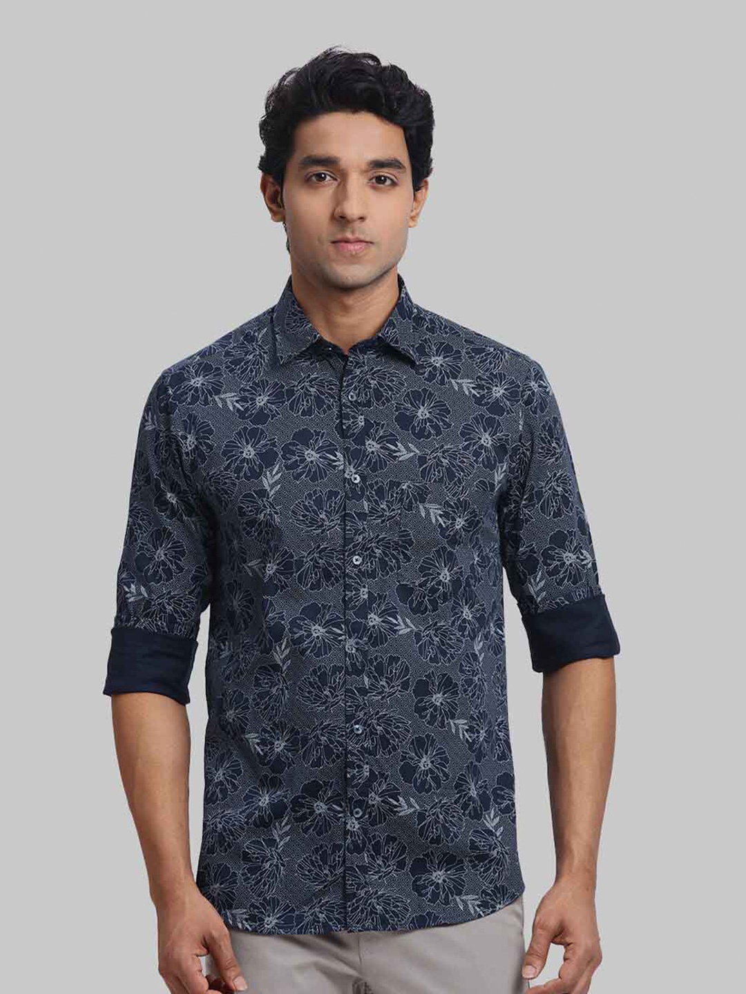 

ColorPlus Floral Printed Cotton Casual Shirt, Blue