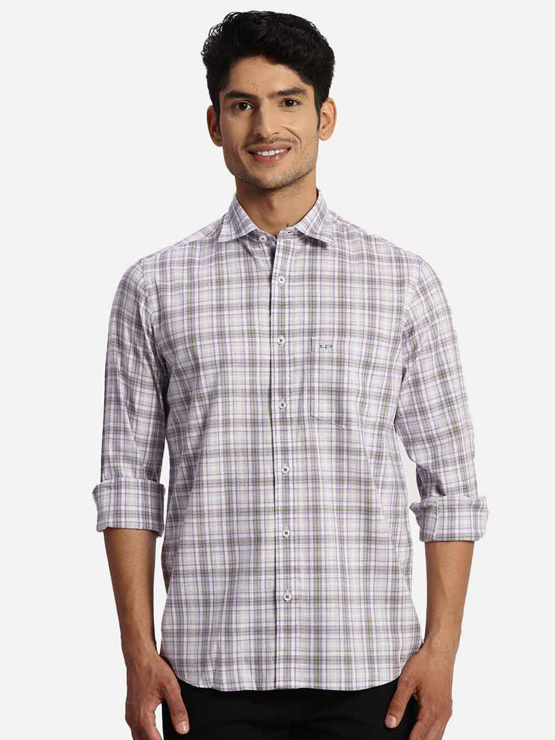 

ColorPlus Regular Fit Checked Cotton Casual Shirt, Violet
