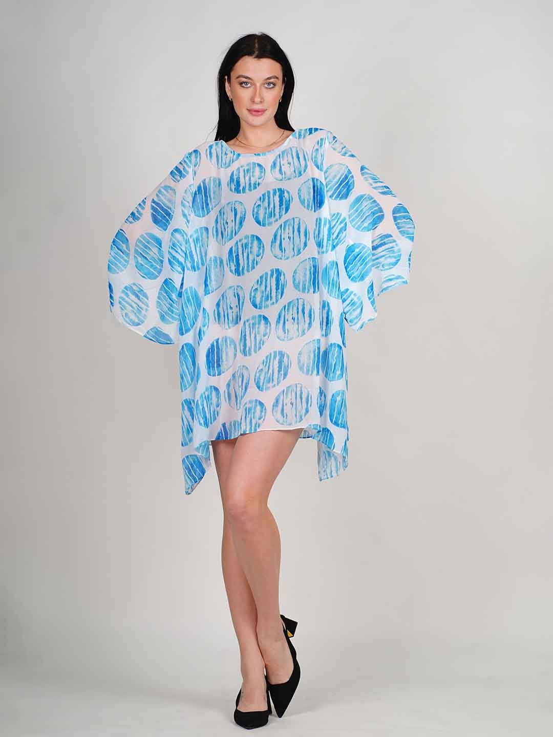 

Rajoria Instyle Ethnic Motifs Print Kimono Sleeve Georgette Kaftan Dress, Multi