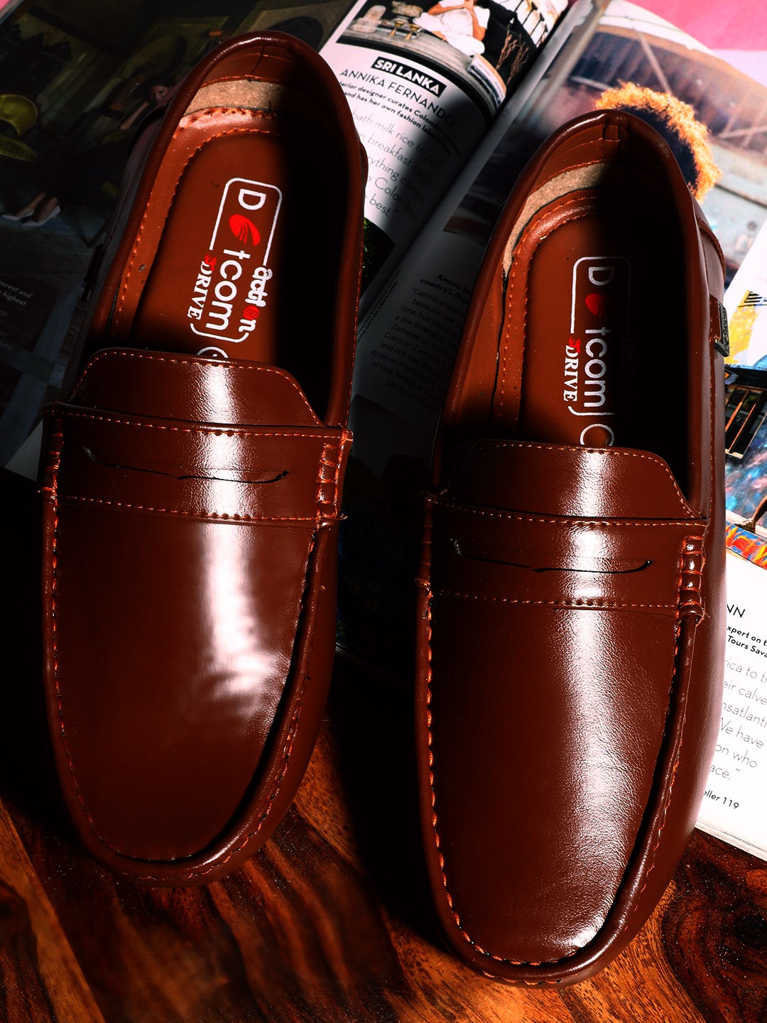 

Action Men Memory Foam Insole Lightweight Penny Loafers, Tan