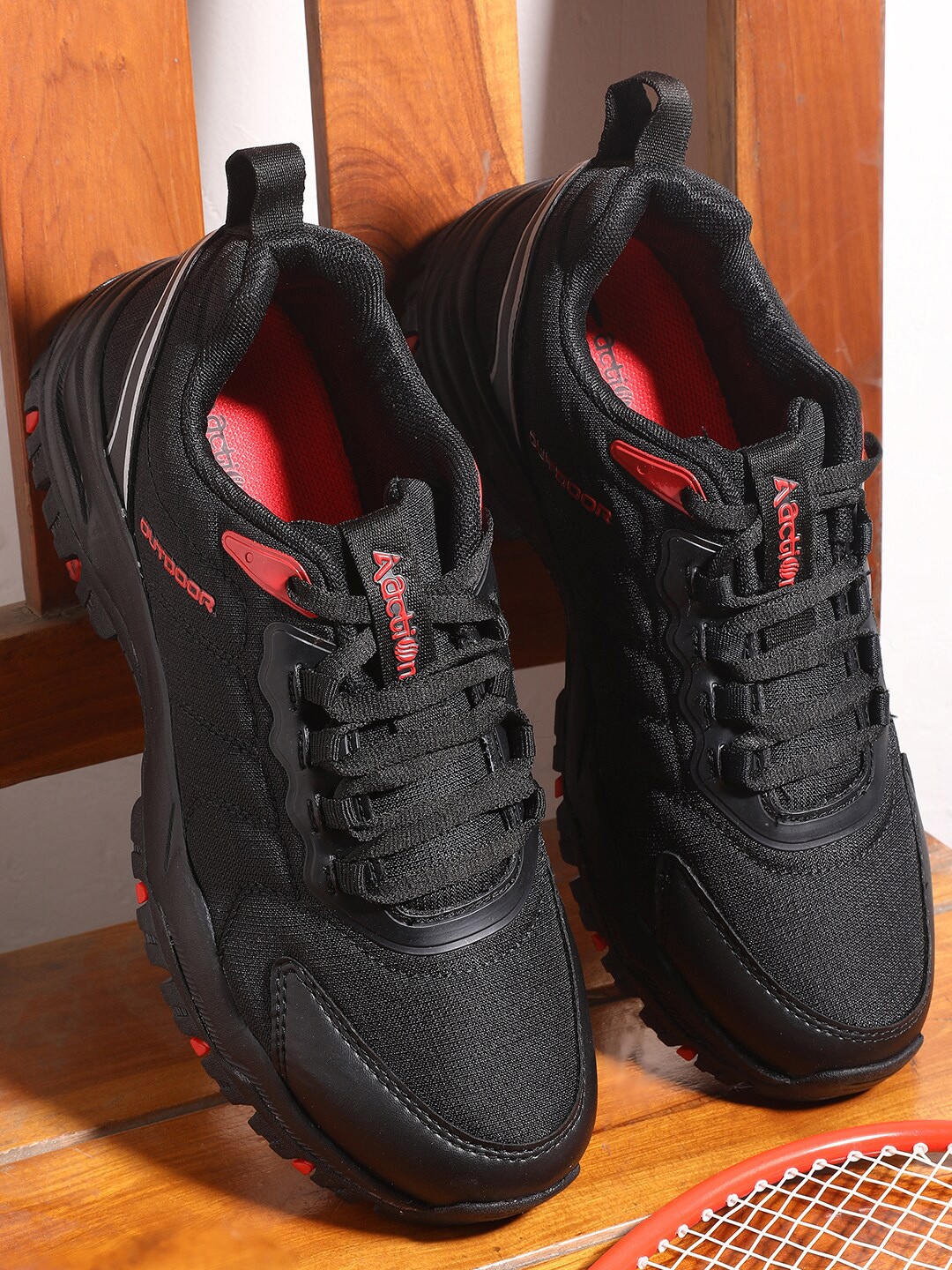 

Action Men Lace Up Mesh Running Shoes, Black