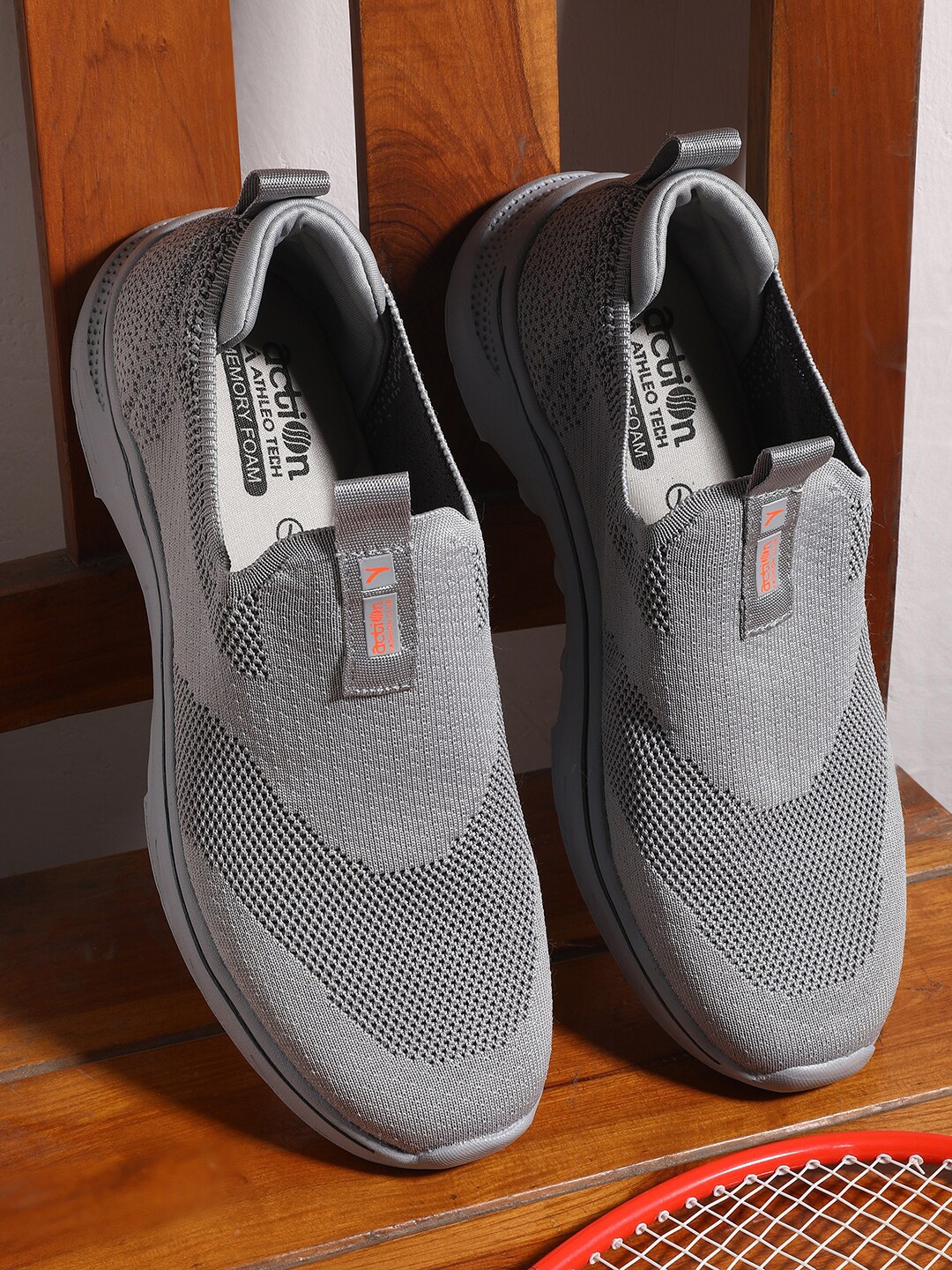 

Action Men Lace Up Mesh Running Shoes, Grey