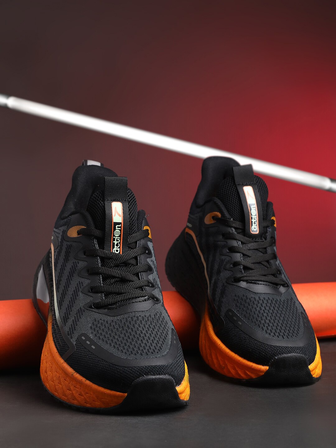 

Action Men Lace Up Mesh Running Shoes, Black