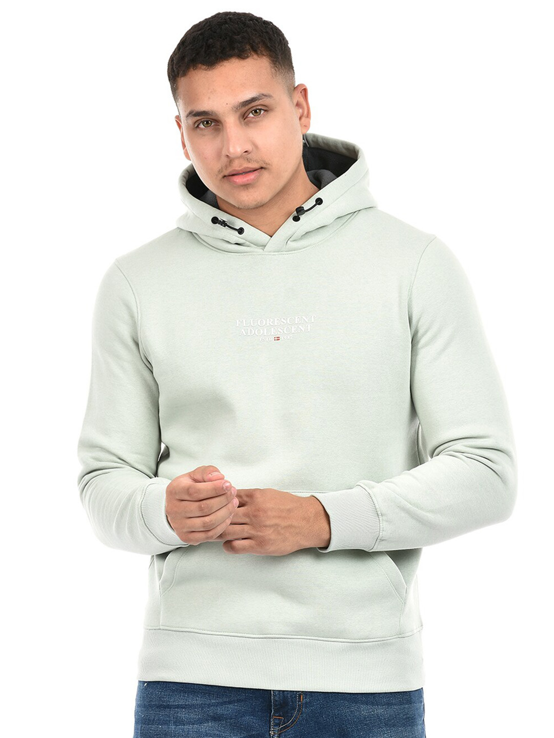 

EXCEED Hooded Neck Long Sleeves Cotton & Fleece Pullover Sweatshirt, Green