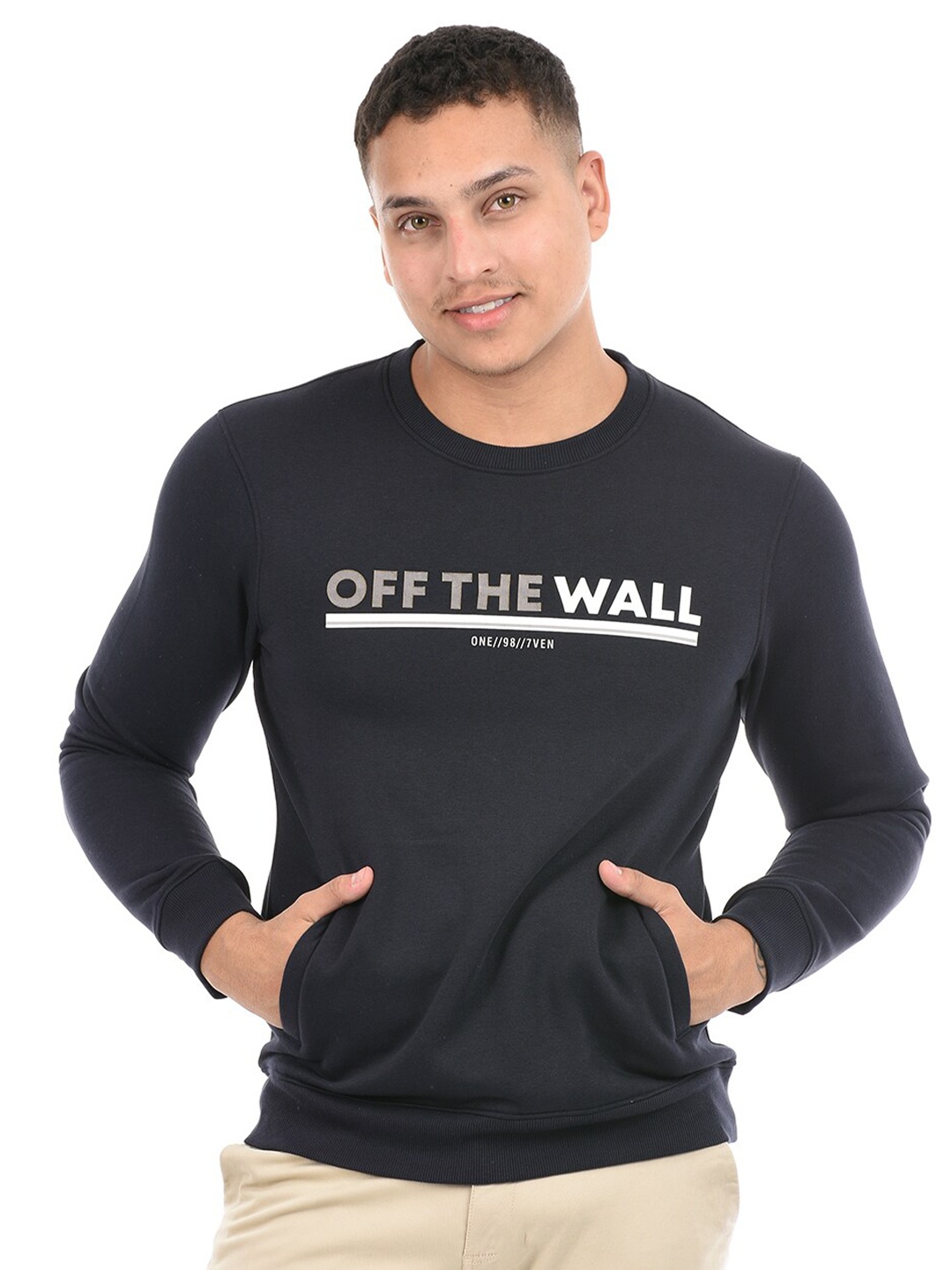 

EXCEED Typography Printed Round Neck Pullover, Black