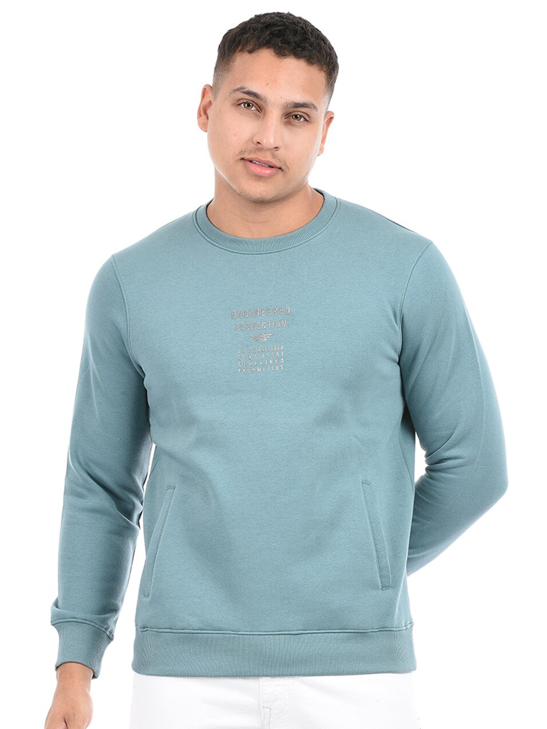 

EXCEED Typography Printed Round Neck Pullover, Blue