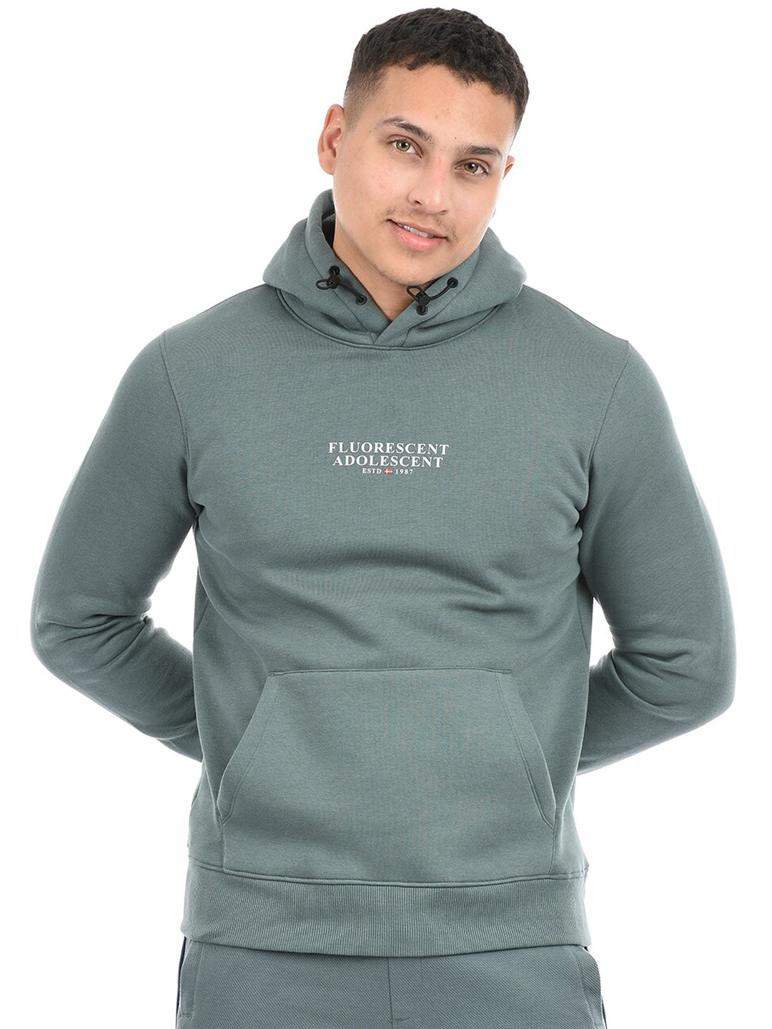 

EXCEED Typography Printed Hooded Pullover, Blue