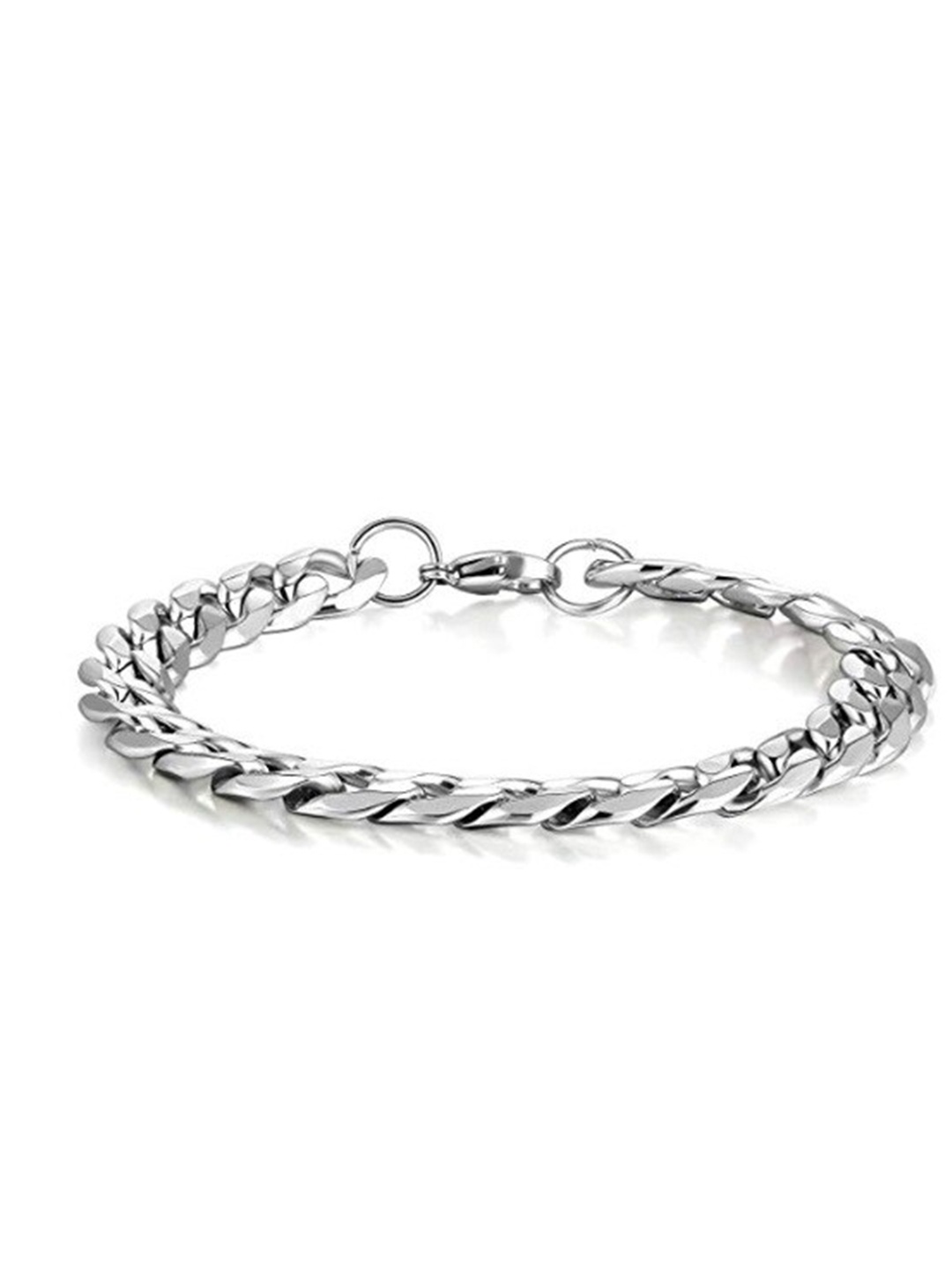 

MEENAZ Men Silver-Plated Stainless Steel Link Bracelet