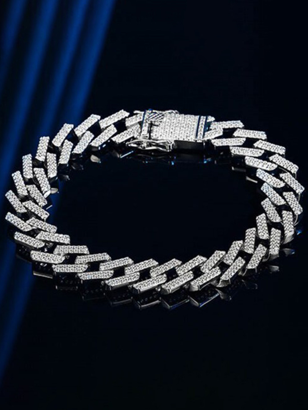 

MEENAZ Men American Diamond Silver-Plated Bracelet