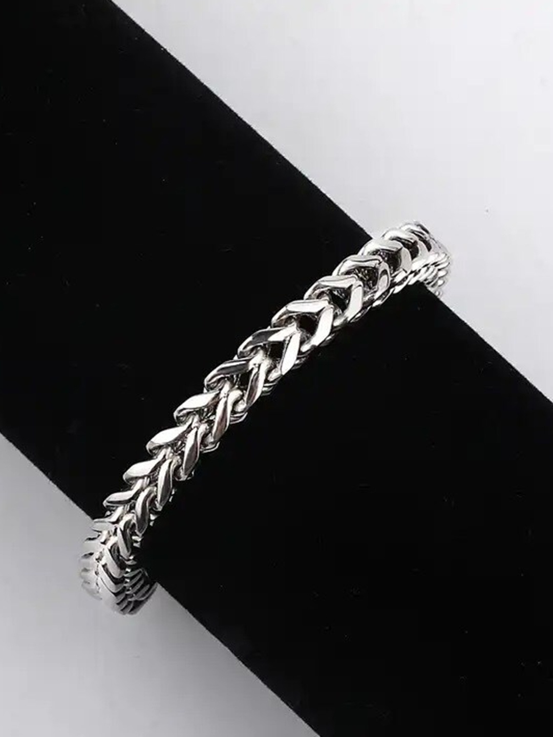 

MEENAZ Men Stainless Steel Silver-Plated Link Bracelet