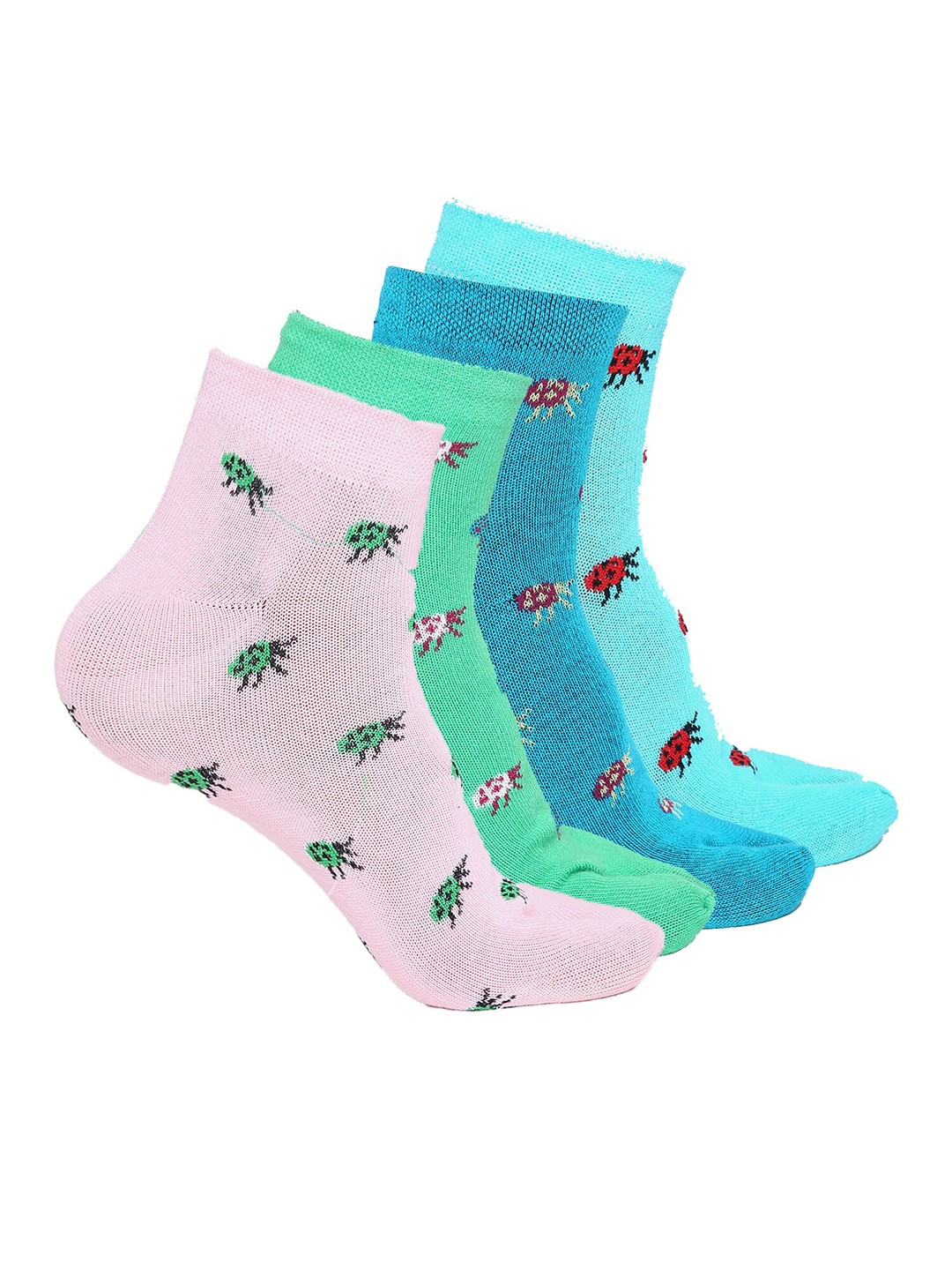 

BAESD Pack Of 4 Patterned Ankle-Length Socks, Green