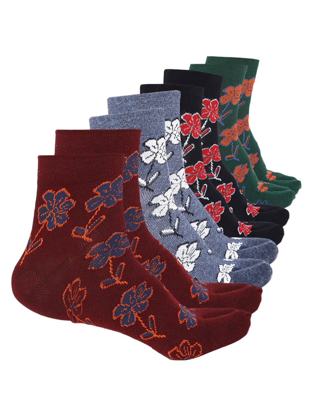 

BAESD Pack Of 4 Patterned Ankle-Length Socks, Brown