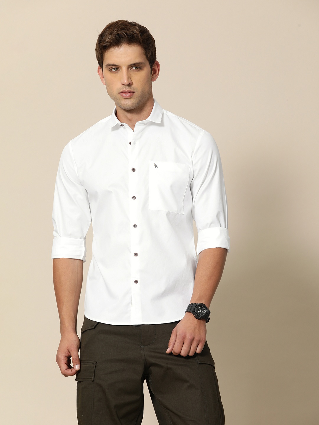 

Mr Bowerbird Men Premium Solid Casual Shirt, White