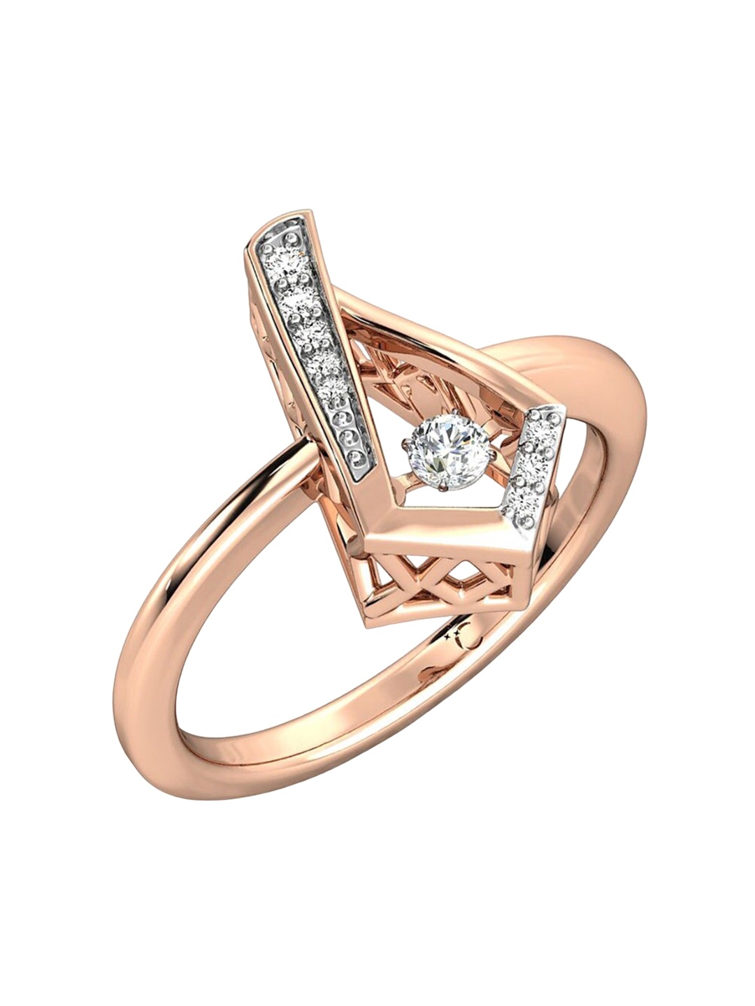 

CANDERE A KALYAN JEWELLERS COMPANY 14KT Rose Gold Diamond Ring-3.13 gm