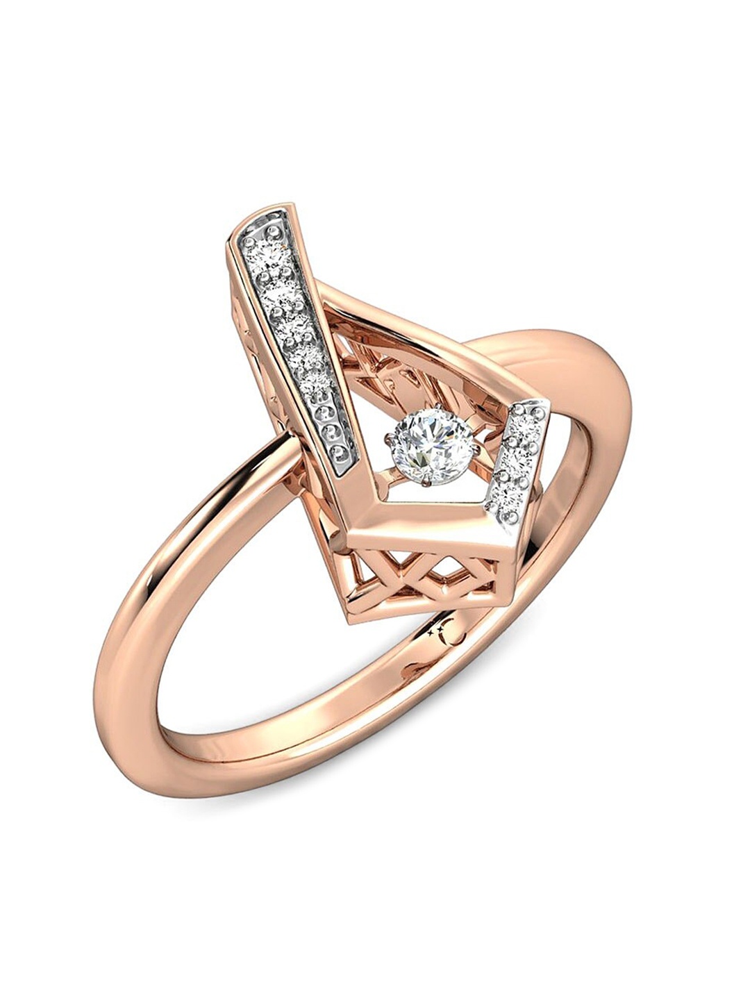 

CANDERE A KALYAN JEWELLERS COMPANY 14KT Rose Gold Diamond Ring-2.9 gm