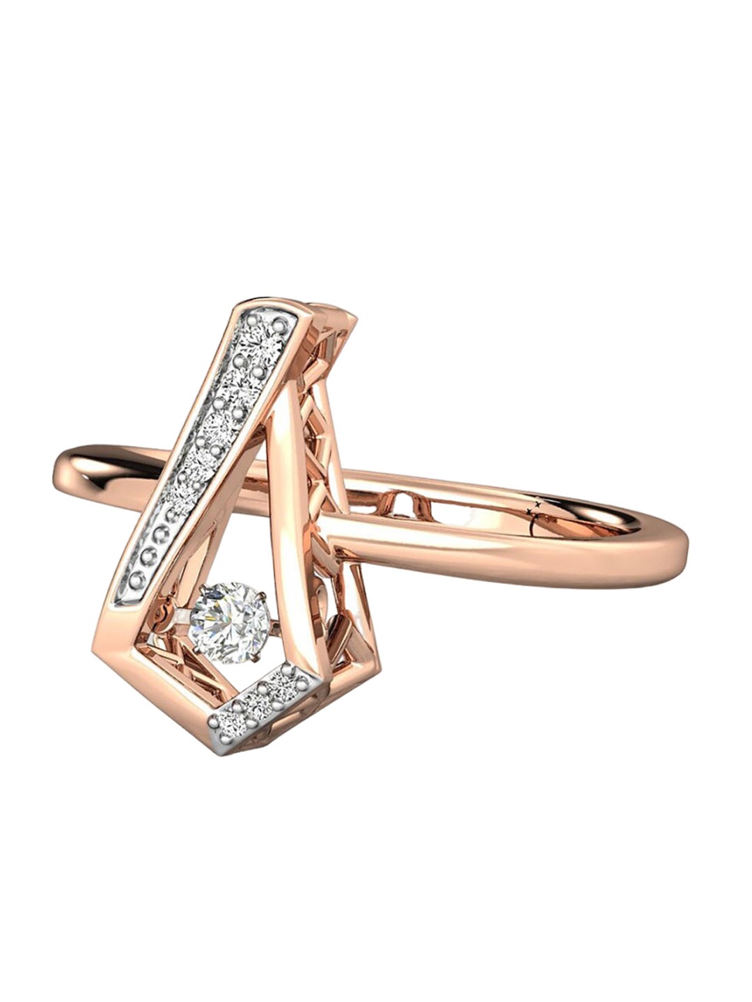 

CANDERE A KALYAN JEWELLERS COMPANY 14KT Rose Gold Diamond Ring-3.3gm
