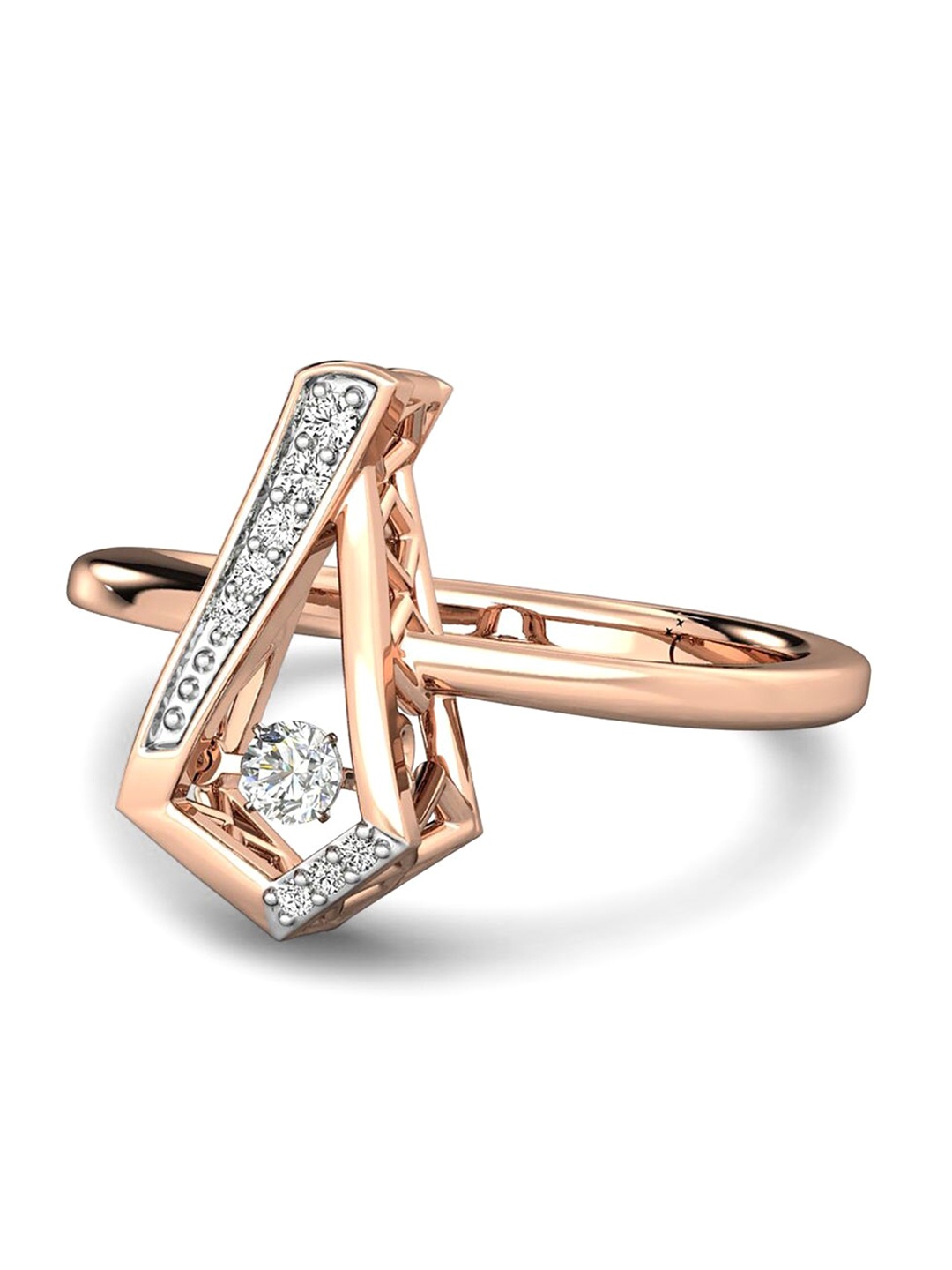 

CANDERE A KALYAN JEWELLERS COMPANY 18KT Rose Gold Diamond Ring-3.61gm