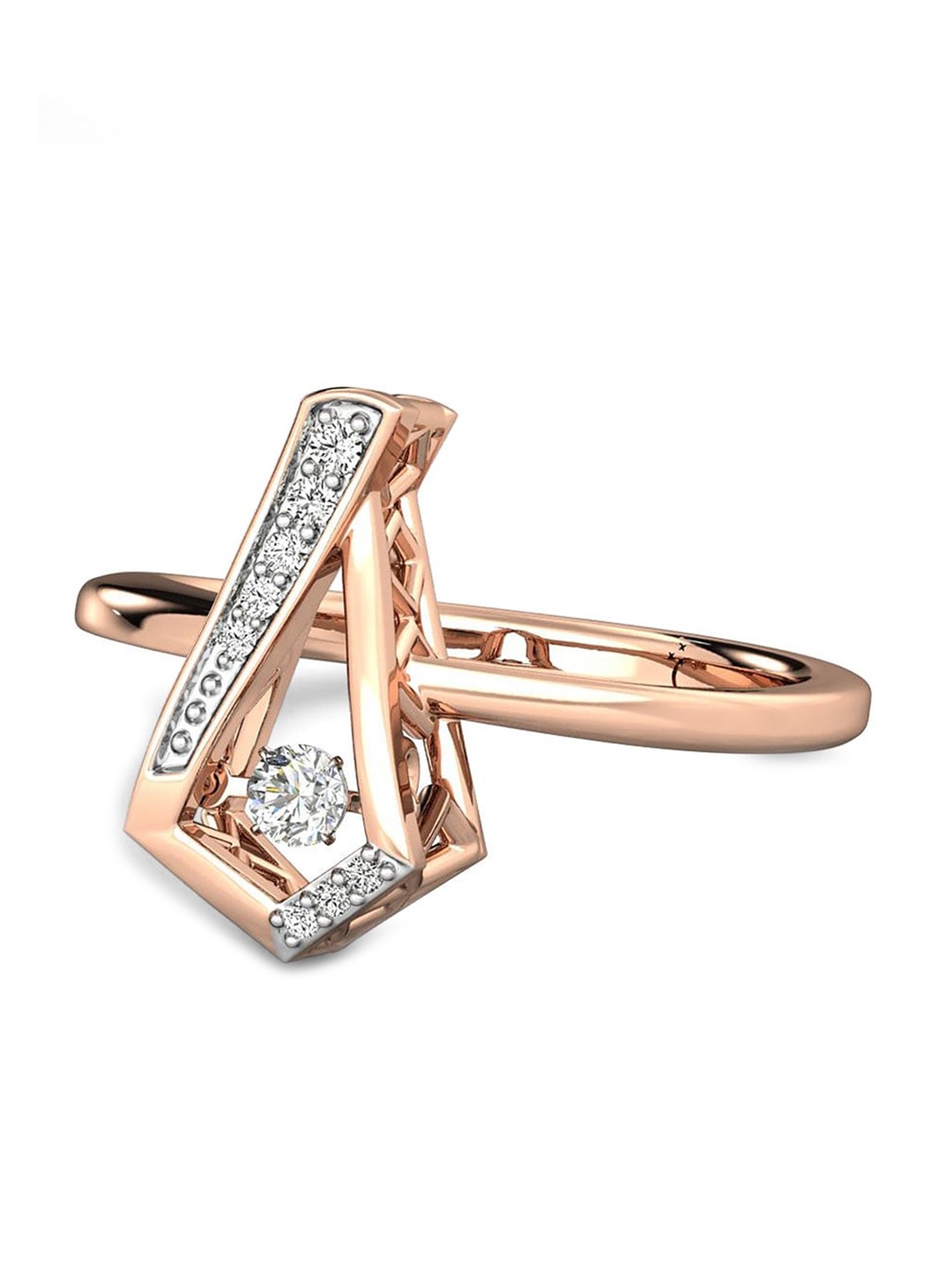 

CANDERE A KALYAN JEWELLERS COMPANY 14KT Rose Gold Diamond Ring-3.18gm