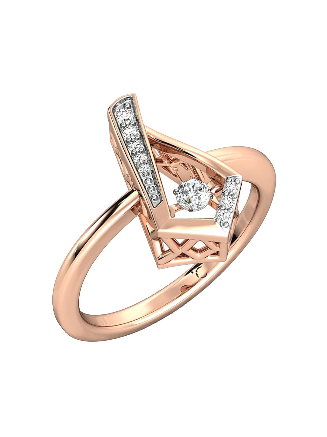 

CANDERE A KALYAN JEWELLERS COMPANY 18KT Rose Gold Diamond Ring-3.35 gm