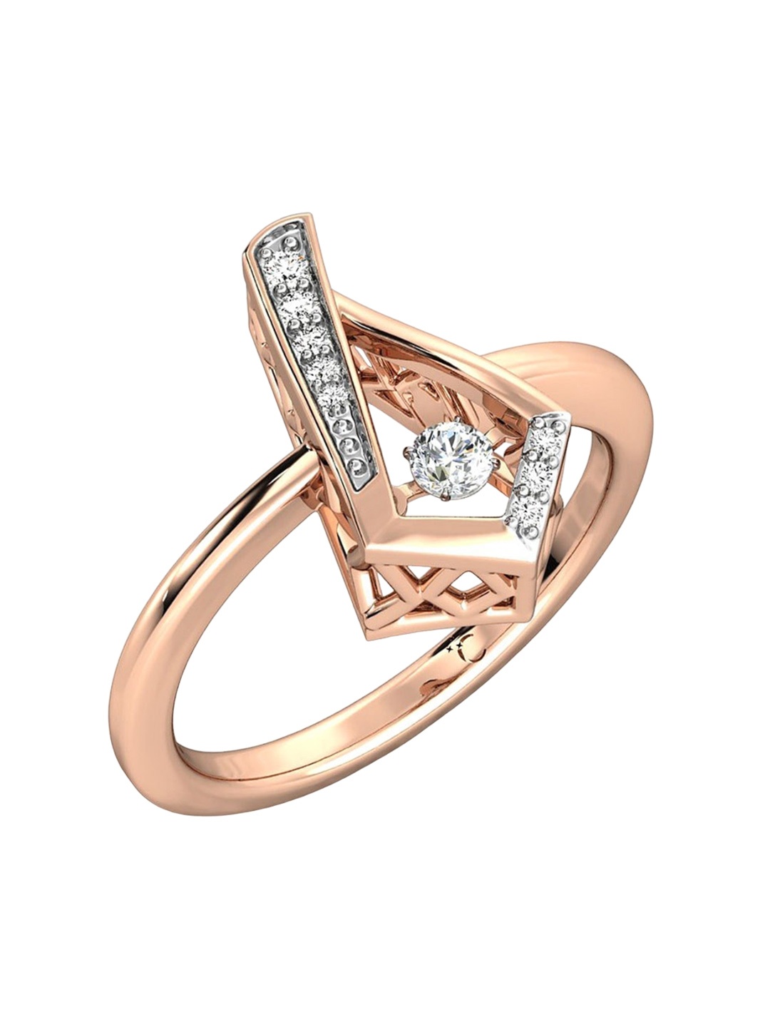 

CANDERE A KALYAN JEWELLERS COMPANY 18KT Rose Gold Diamond Ring-3.55gm