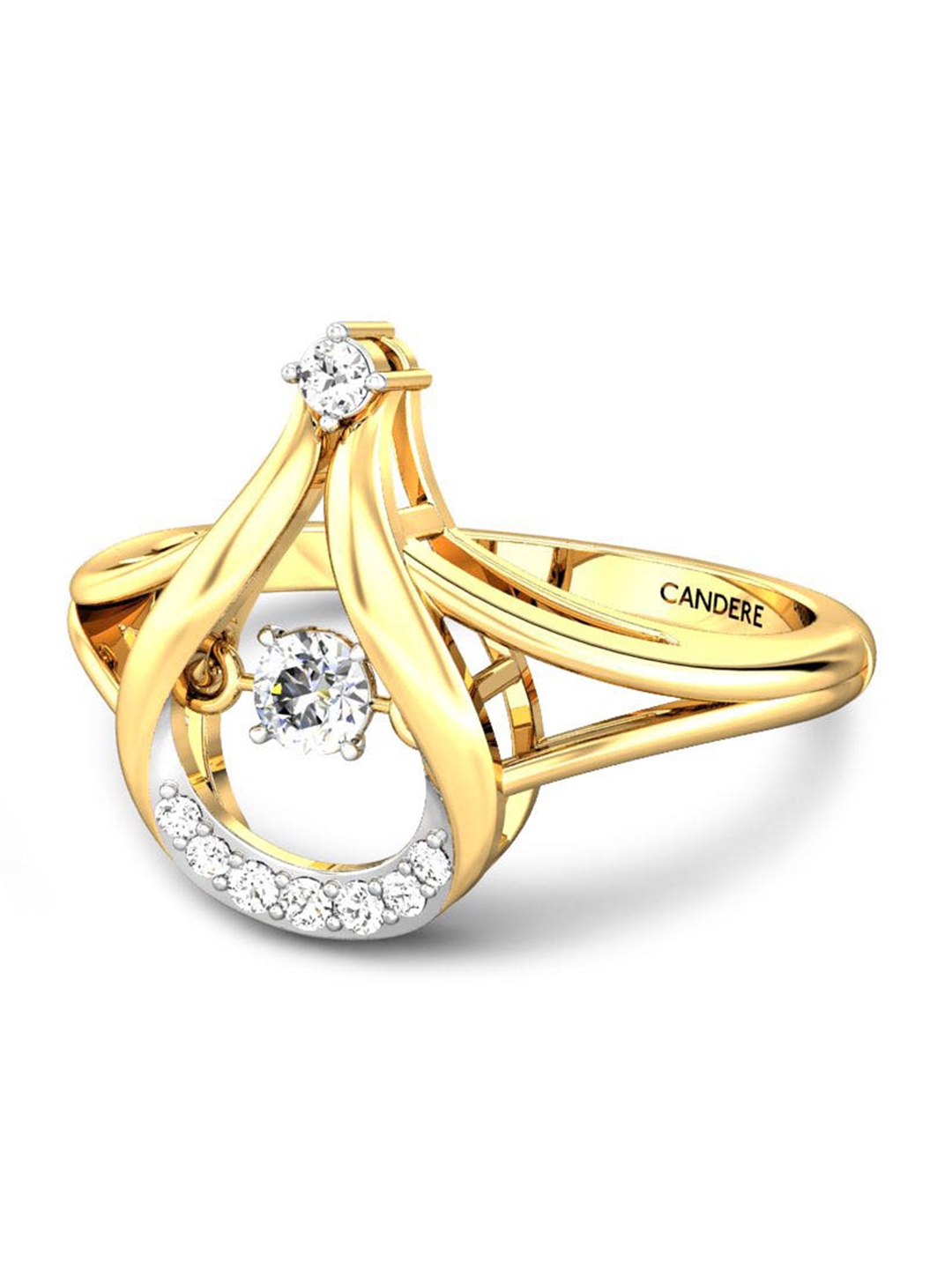 

CANDERE A KALYAN JEWELLERS COMPANY 14KT Gold Diamond Ring-2.17gm