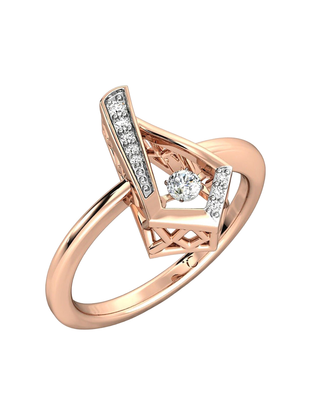 

CANDERE A KALYAN JEWELLERS COMPANY 14KT Rose Gold Diamond Ring-3.07gm